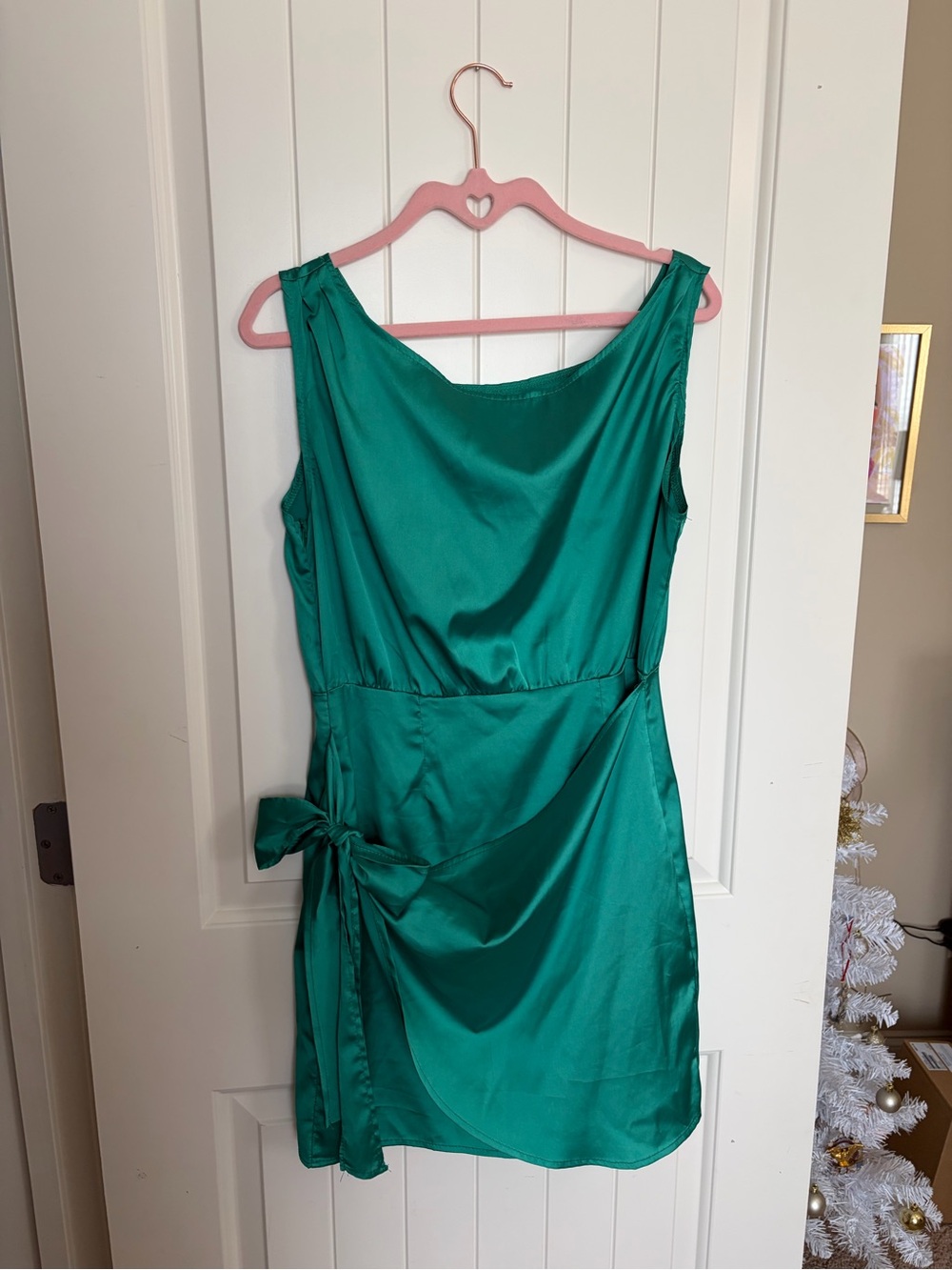 satin tie-waist dress